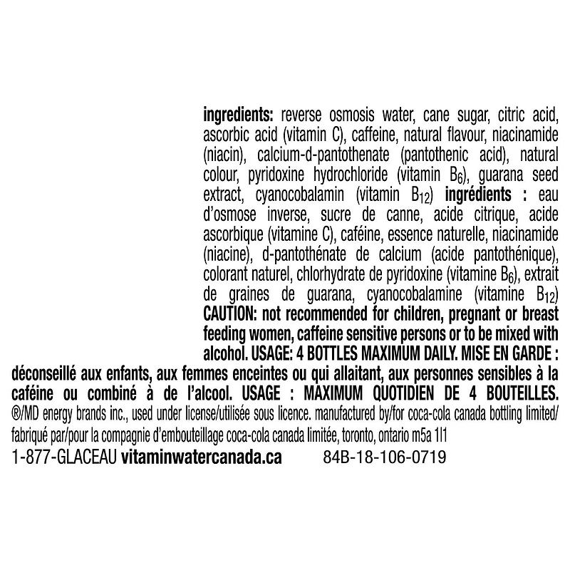 glacéau vitaminwater énergie agrumes tropicaux, bouteille de 591 mL