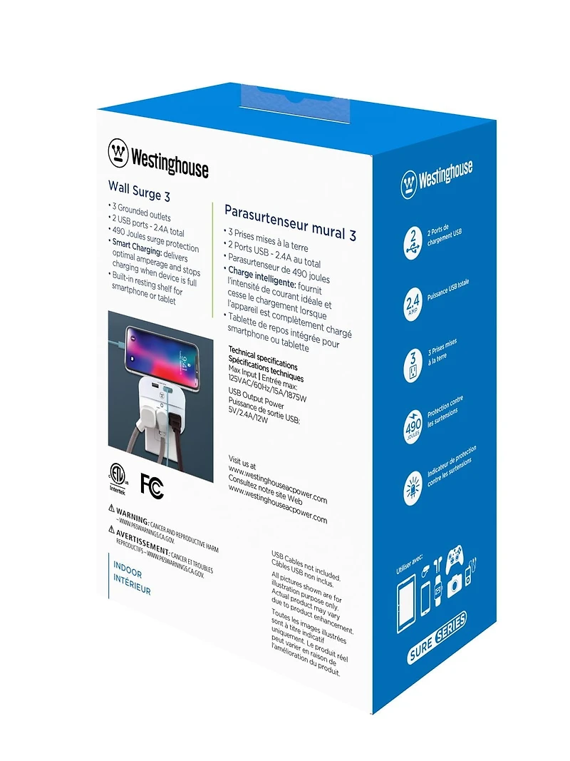 Westinghouse Wall Surge 3 USB