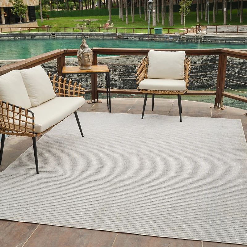 Rug Branch Alfombra Indoor Outdoor Area Rug, Cream Beige, Modern - Living Room, Bedroom, Dining Room, and Kitchen