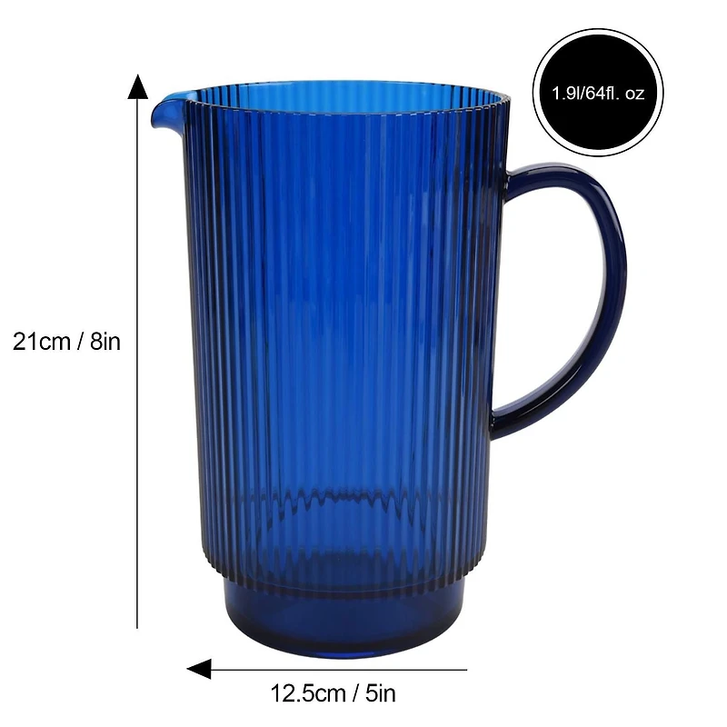 Blue Acrylic Ribbed Pitcher 1.9L
