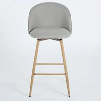 Homy Casa Set of 2 Contemporary Bar Stools, 26 in. Seat Height with Fabric Upholstery and Wooden Legs
