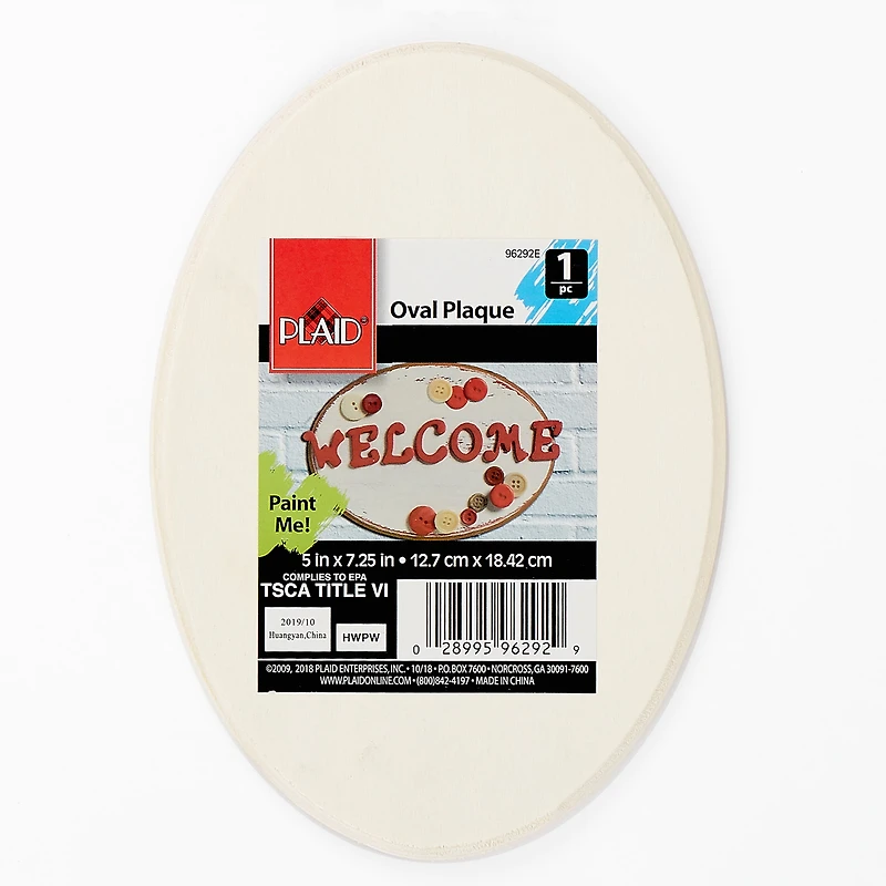 Plaque ovale en bois à motif écossais, 1 pièce, 12,7 cm x 18,4 cm