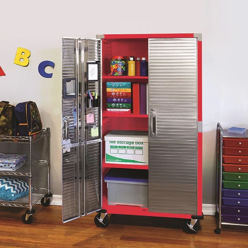 Armoire de rangement roulante UltraHD, Rouge, 91 cm (L) x 46 cm (P) x 183 cm (H)