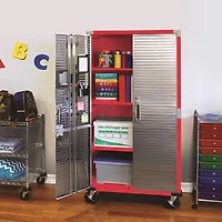 Armoire de rangement roulante UltraHD, Rouge, 91 cm (L) x 46 cm (P) x 183 cm (H)