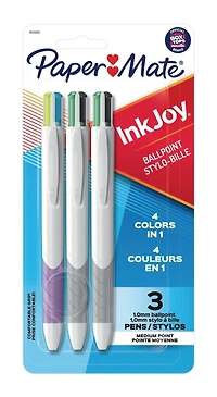 Stylos à bille rétractable InkJoyMD Quatro de Paper MateMD à pointe moyenne assortis
