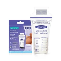Sacs de stockage pour lait maternel Lansinoh, paquet de 50, essentiels pour bébés, sacs de lait maternel à congélation et décongélation rapides, 6 oz, résistance et élasticité supérieures.