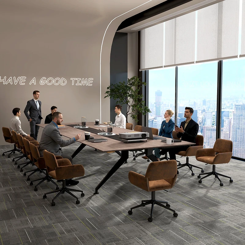 Homy Casa Ergonomic Office Chairs for Meeting Room Home Office, Brown Faux Suede