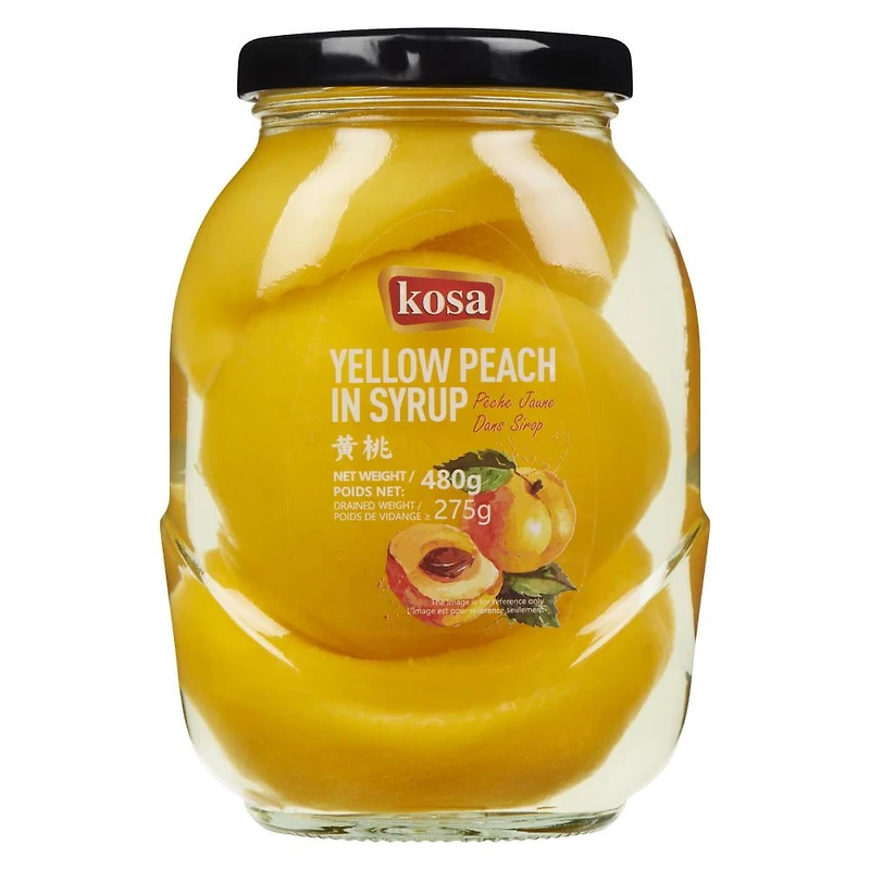 Pêche Jaune Kosa dans du Sirop dans un Pot en Verre