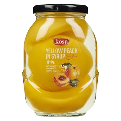 Pêche Jaune Kosa dans du Sirop dans un Pot en Verre