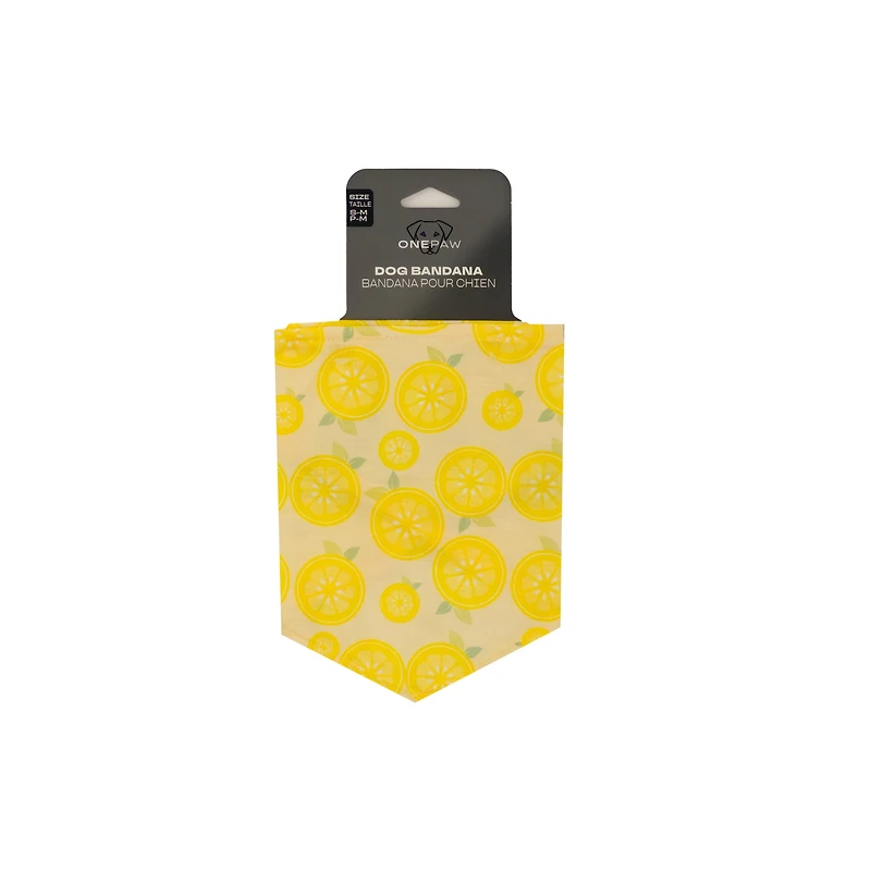 Bandana pour chien One Paw, imprimé amusant Lemon, léger, plusieurs tailles, jaune, pour chiens