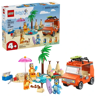 LEGO Bluey: Bluey’s Beach & Family Car Trip - Toddler Learning Toy for Kids 4+ - Includes Bluey, Bingo, and Mum Minifigures - Birthday Gift For Boys and Girls, Ages 4+ - 11202, LEGO Bluey's Beach & Fa 11202