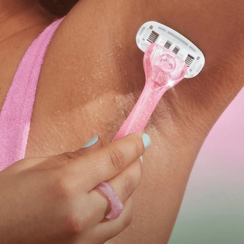 Billie Women’s Razor Kit - 1 Handle + Magnetic Holder + 2 x 5-Blade Refills - Pink Sparkle, 1 Kit