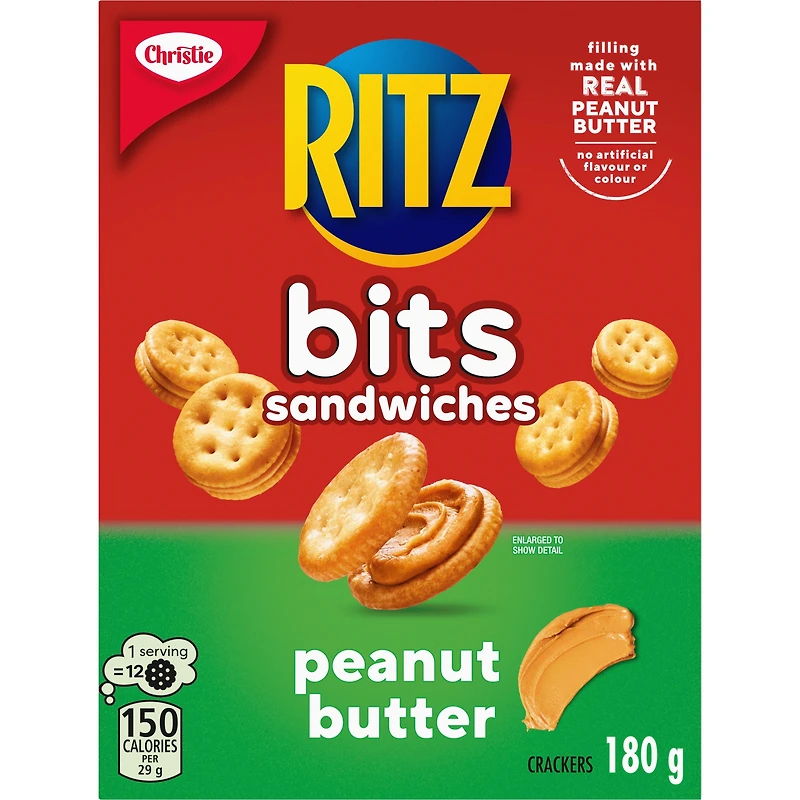 Ritz Bits Sandwich Snacking Crackers, Peanut Butter, 180 g