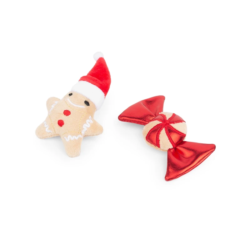 One Paw, Jouets de Noël pour Chats, pain d'épice et bonbon, Design en Peluche Interactif