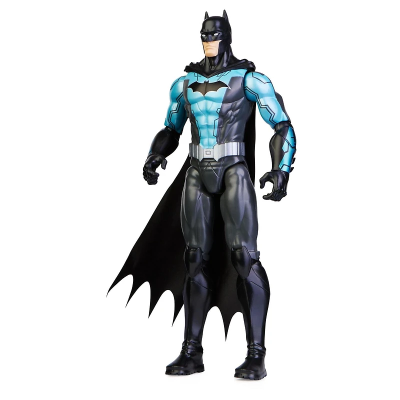 Batman, Figurine articulée Bat-Tech Batman de 30 cm (costume noir/bleu), Jouets pour garçons et filles à partir de 3 ans
