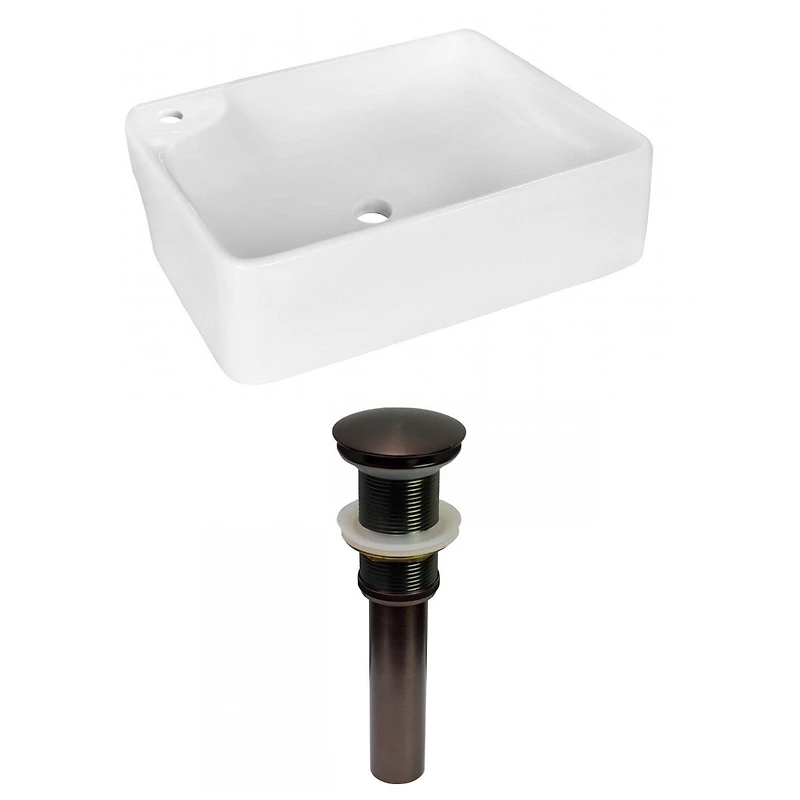 American Imaginations AI-31384 17,25 pouces W au-dessus du navire blanc de compteur pour le forage gauche de 1 trou