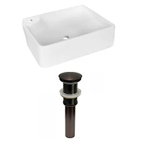 American Imaginations AI-31384 17,25 pouces W au-dessus du navire blanc de compteur pour le forage gauche de 1 trou