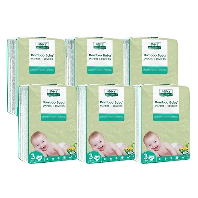 Aleva Naturals® Bamboo Baby Diapers, Economy Pack (Size 3) - 168 Count