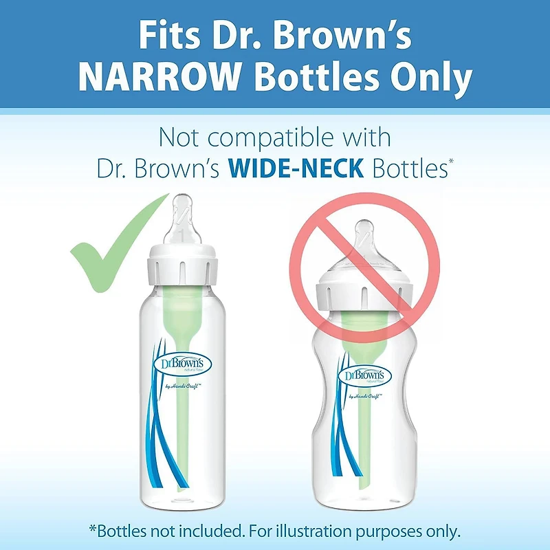 Dr. Brown's Natural Flow Level 2 Narrow Baby Bottle Silicone Nipple, Medium Flow, 3m+, 100% Silicone Bottle Nipple, 6 Pack, 6 Pack