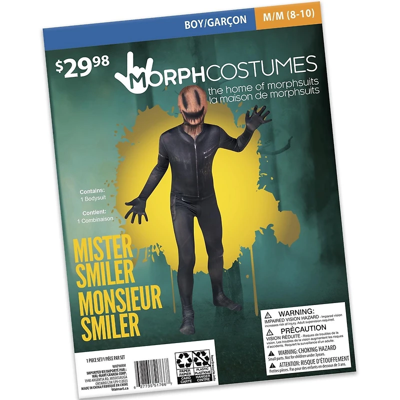 Morphsuits Urban Legend Mister Smiler Skinsuit Halloween costume for children, Large