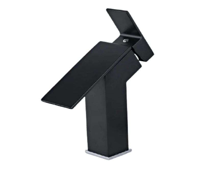 DROP Bath and Kitchen DR091006 Robinet pour lavabo de salle de bain avec forme carrée en couleur noir de la série Haven