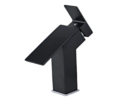 DROP Bath and Kitchen DR091006 Bathroom Sink Faucet with Square shape in Black color from Haven series