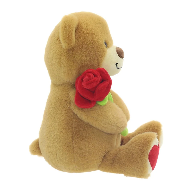 Grande peluche ours en peluche beige avec fleur pour la fête des mères