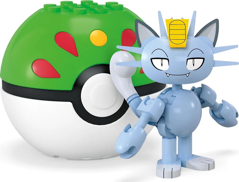 MEGA Pokémon Figurine articulée Miaouss d’Alola, 28 pièces