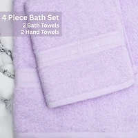 Ensemble de 4 pièces Mainstays Basics, 2 serviettes de bain, 2 serviettes à main, violet 100% Coton, 27x52, 16x26