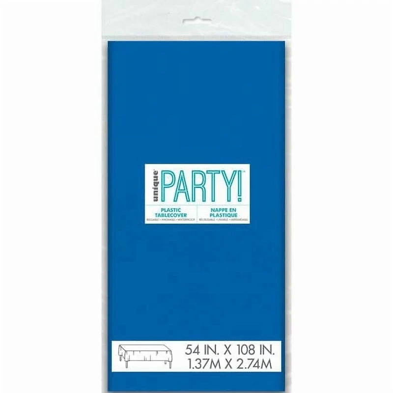 Royal Blue Rectangular Plastic Table Cover, 54" x 108", 1 tablecover, 54" x 108"