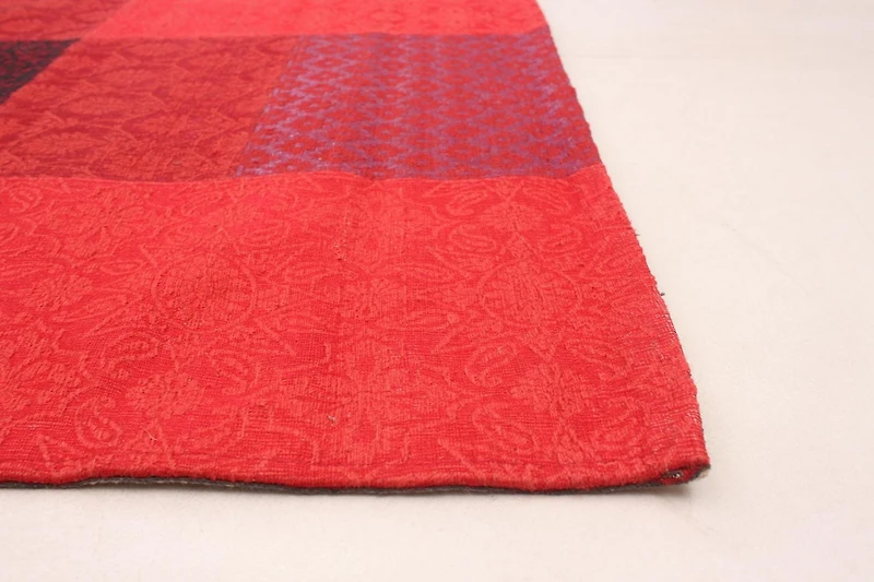 ECARPETGALLERY 4'8" x 6'6" Transitional Collage Handmade Area Rug for Living Room, Dining Room and Bedroom in Red