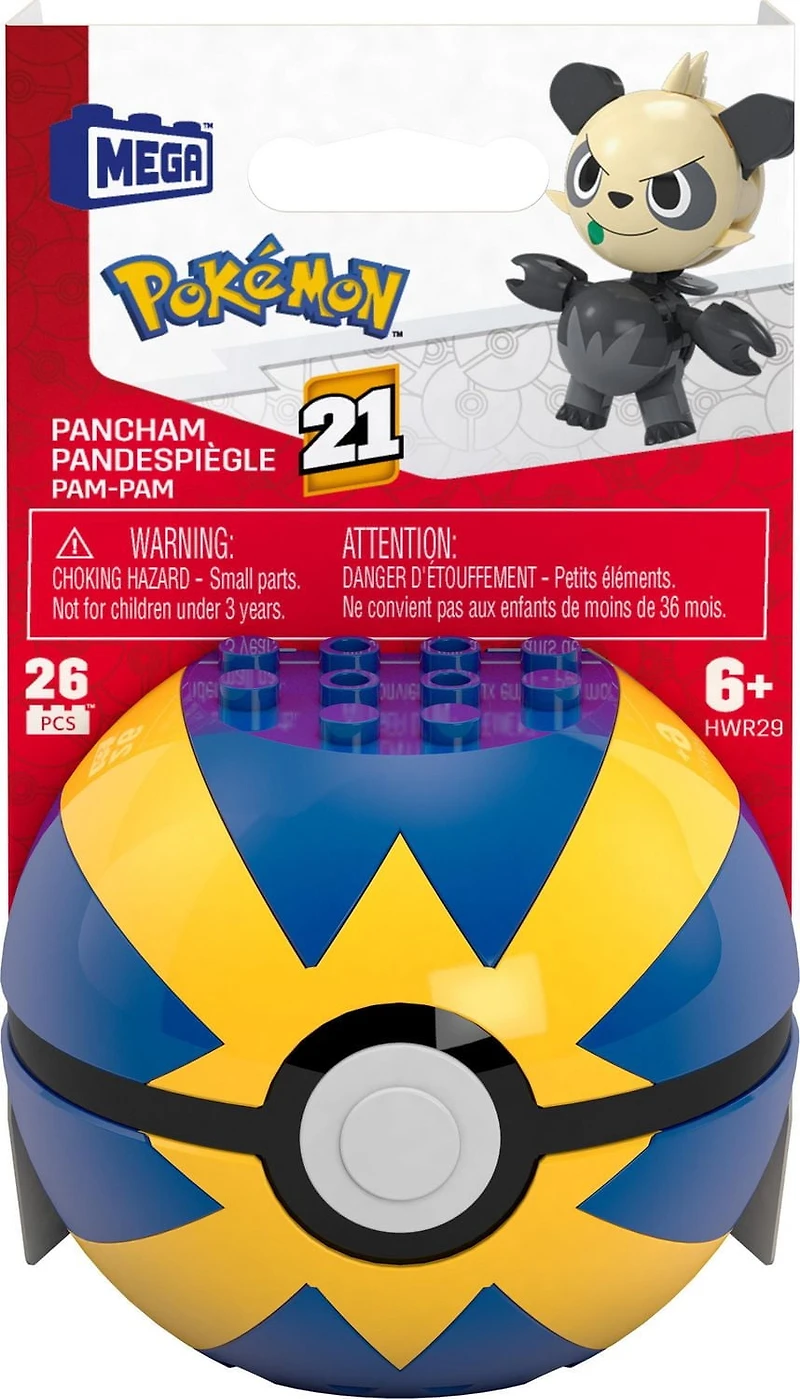 MEGA Pokémon Pancham Building Toy Kit, Poseable Action Figure (26 Pieces) for Kids