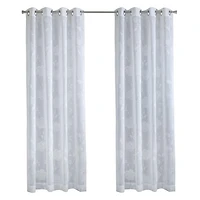 Loft Living Greeley, panneau de rideau à oeillets diaphane à motif de branches sur faux lin 52" x 95", blanc