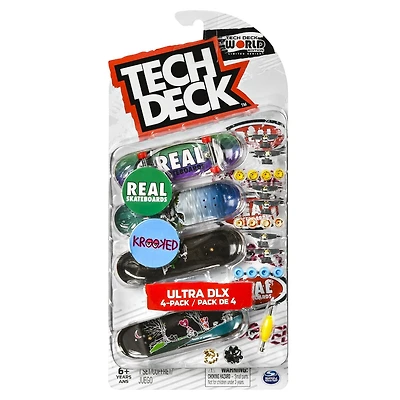 Tech Deck, Ultra DLX Fingerboard 4-Pack, Real/Krooked