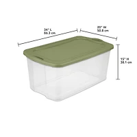 Sterilite Liter EZ Carry, Clear Plastic Storage Bin with Full-Grip Handles and Green Lid