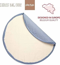 Play & Go - Motif Grille Bleue Intemporelle - Tapis de Jeu 3-en-1 - Sac de Rangement et Sac à Couches - Fabriqué en Coton Bio - Rangement Facile et Nettoyage Rapide - Diamètre 120 cm -Convient aux Nou