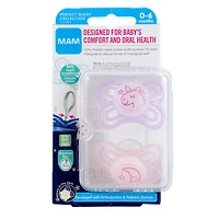 MAM Perfect Night Pacifiers, Glow in the Dark Pacifiers (2 pack) MAM Pacifiers 0-6 Months, Best Pacifier for Breastfed Babies, Baby Girl Pacifier
