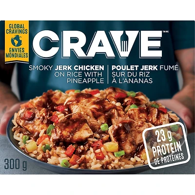 CRAVE Smoky Jerk Chicken on Rice with Pineapple Frozen Meal, 300 G Box, CRAVE Smoky Jerk Chicken on Rice with Pineapple Frozen Meal, 300 g Box