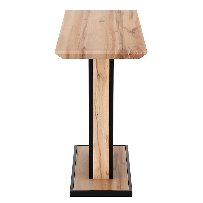 Modern MDF & Metal Console Table - Natural & Black