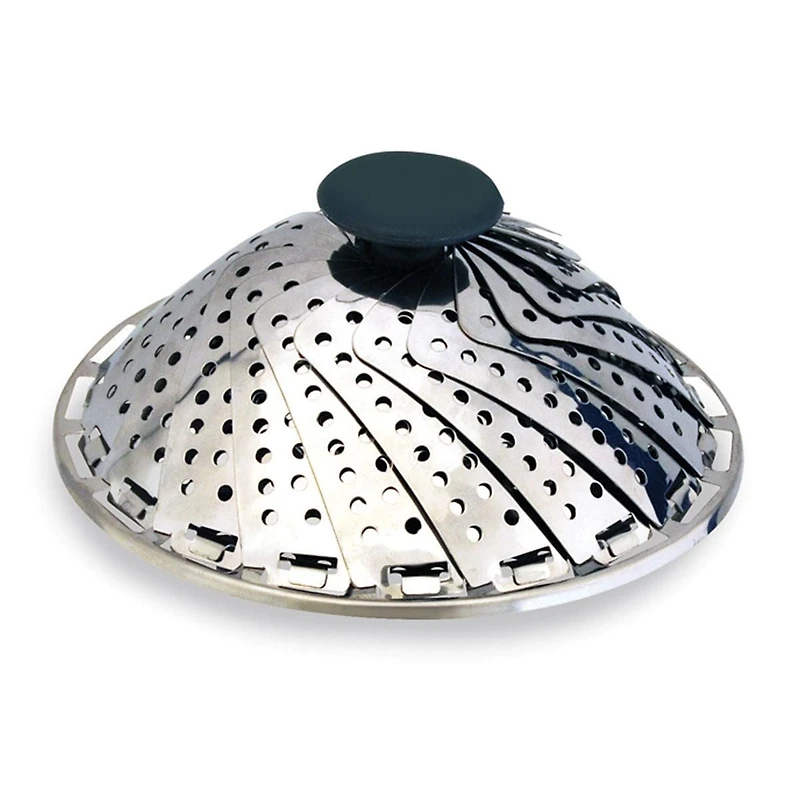 Starfrit Marguerite à Légumes en AcierIinoxydable, Repliable, Poignée Amovible et Extensible, Pieds en Silicone, Compatible avec le Lave-Vaisselle