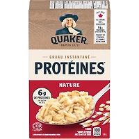 Quaker Protéines gruau instantané, Nature, 6 sachets. 168 g.