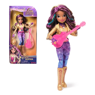 Unicorn Academy, Poupée Sophia Power of Friendship avec guitare et 6 accessoires, poupées et licornes de 24 cm pour filles à partir de 4 ans