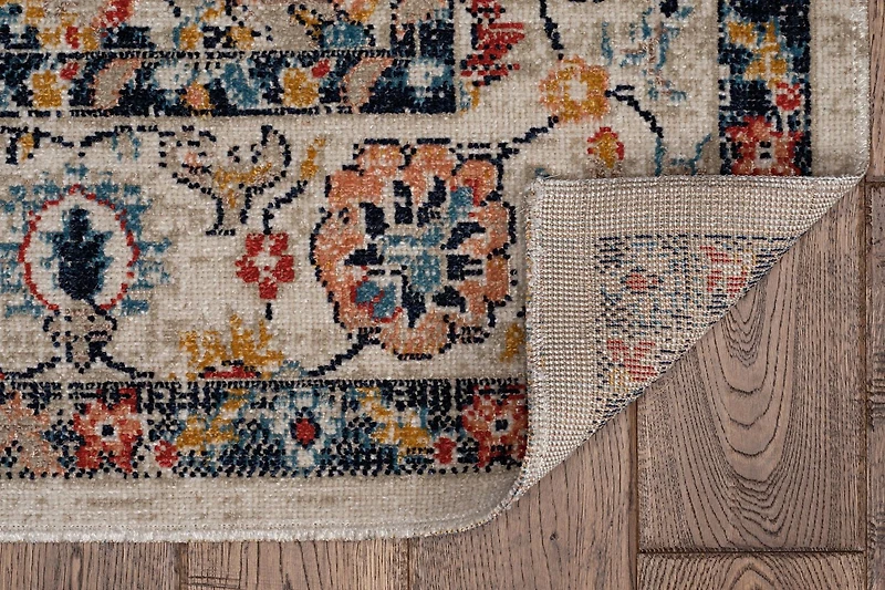 Tapis d'appoint Grand Zéro Laramie ivoire & bleu de 3 pi x 5 pi