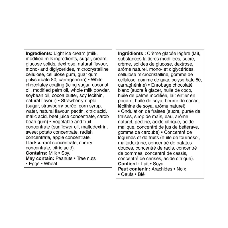 Barres de crème glacée légère tourbillon aux fraises Barbie Great Value 4 x 80