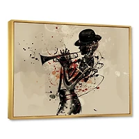 Designart Femme jouant de la trompette de jazz ART MURAL À CADRE FLOTT