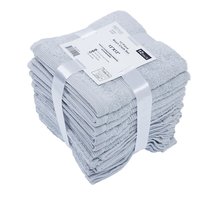 Fabstyles Lot de 12 serviettes pour le visage de qualité supérieure, gant de toilette doux et absorbant pour un usage quotidien, 35,6 x 35,6 cm, serviettes de luxe en coton