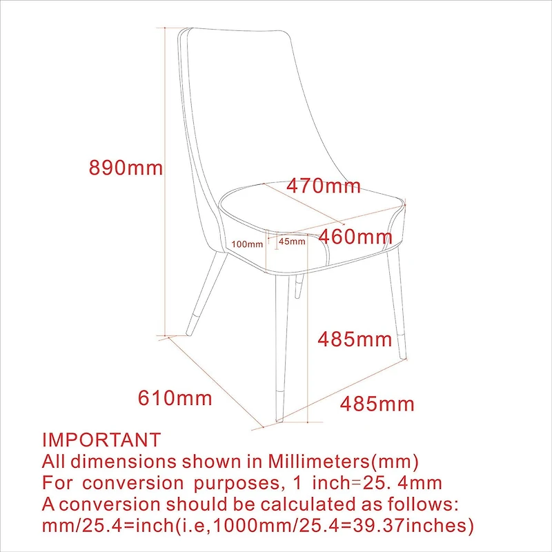 Modern Fabric & Metal Dining Chair, Fabric, Set of 2 - Beige & Black