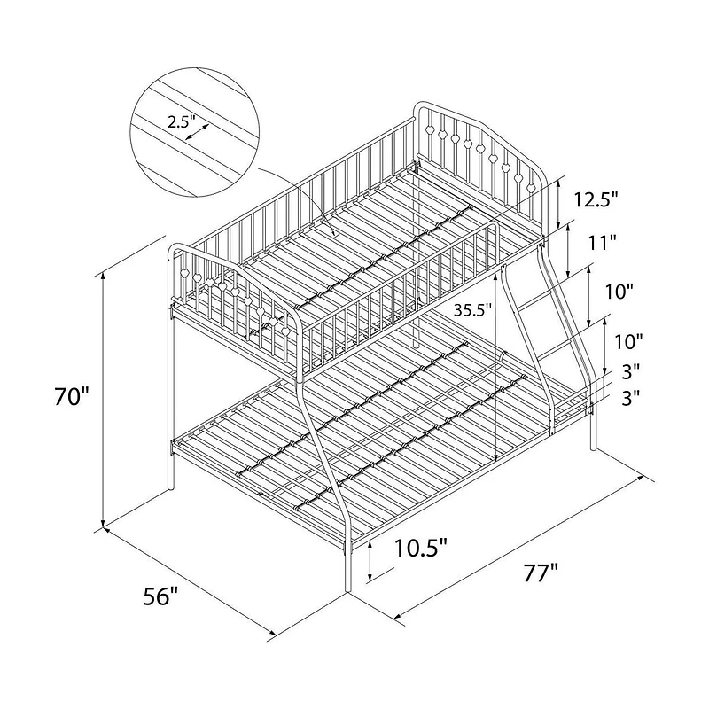 Lits superposés en métal Bushwick de Novogratz, une place/deux places, noir