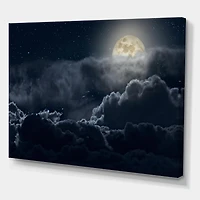 Designart Cloudy Full Moon Night Canvas Wall Art
