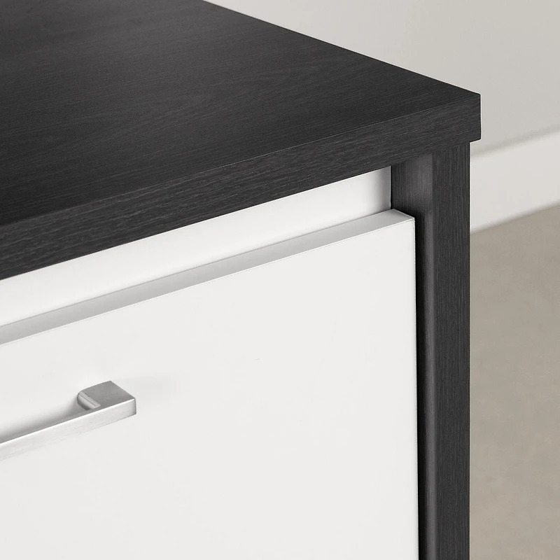 South Shore Myro Kitchen Island Natural Walnut and White